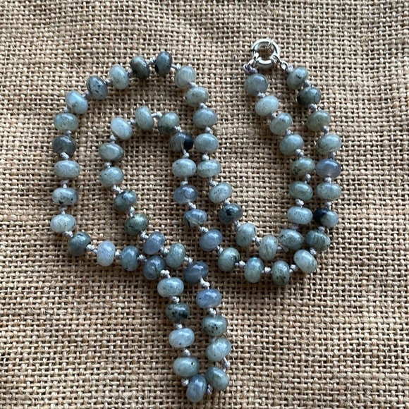 Labradorite Stone Necklace Knotted Amazing In Styleluxury stunning Long
